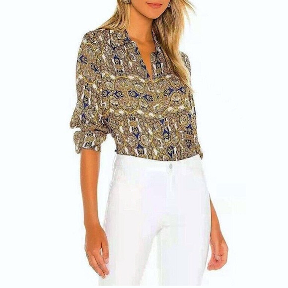 L’AGENCE Nina Silk Long Sleeve Blouse - Picture 1 of 8